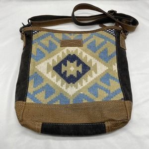 Myra Bag Blueprint Shoulder Crossbody Bag Southwestern Western Print Leather Cot
